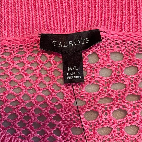 Talbots Pink Open Stitch Poncho Sweater Womens Size Medium/Large Linen Blend NWT - Picture 7 of 12